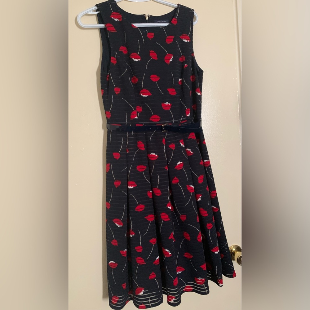 Navy dress with red detailing. Size 6.
